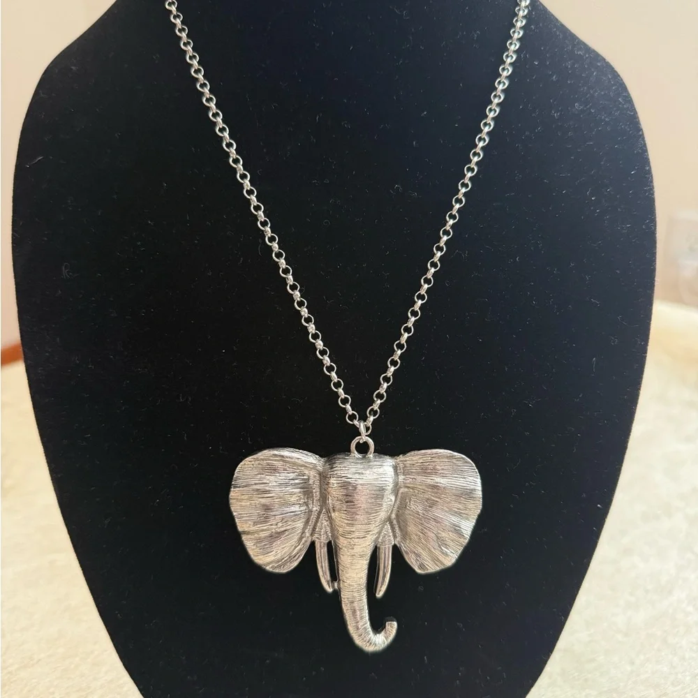 Silver Elephant Pendant Necklace - Picture 2 of 11
